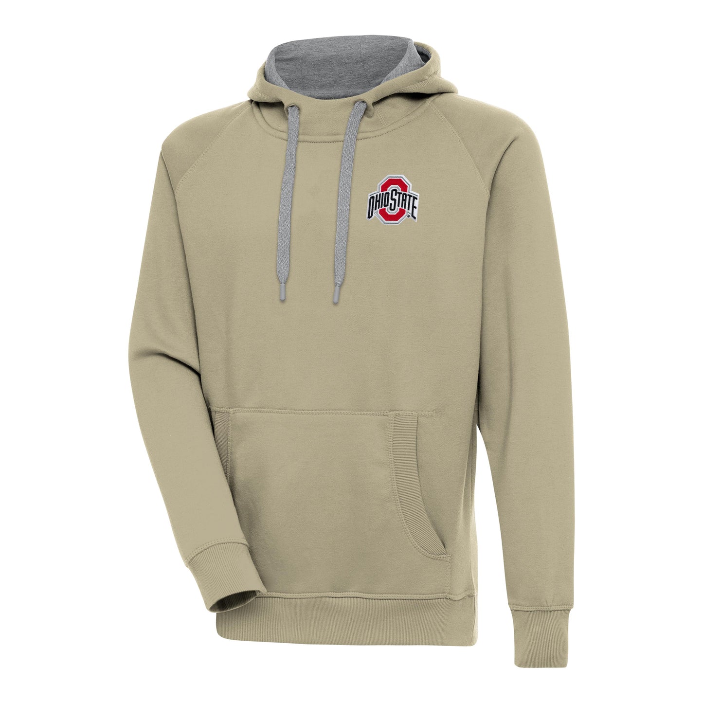 Men's Antigua Khaki Ohio State Buckeyes Victory Pullover Hoodie
