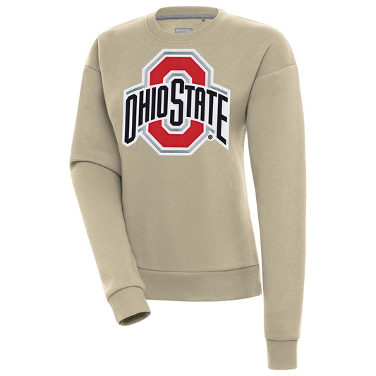 Women's Antigua  Khaki Ohio State Buckeyes Victory Pullover Sweatshirt