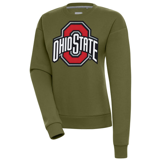 Women's Antigua  Olive Ohio State Buckeyes Victory Pullover Sweatshirt