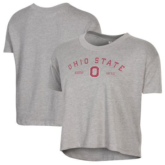 Women's Alternative Apparel  Gray Ohio State Buckeyes Retro Jersey Headliner Cropped T-Shirt