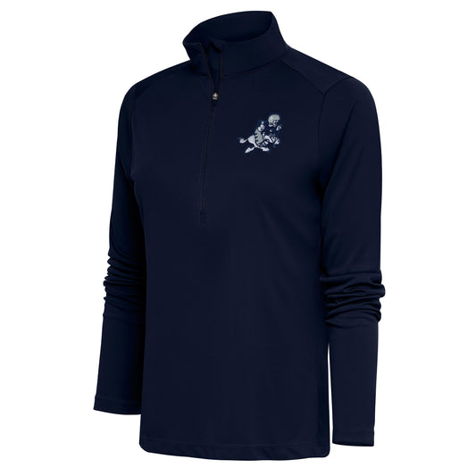 Women's Antigua Navy Dallas Cowboys Throwback Logo Tribute Half-Zip Pullover Top