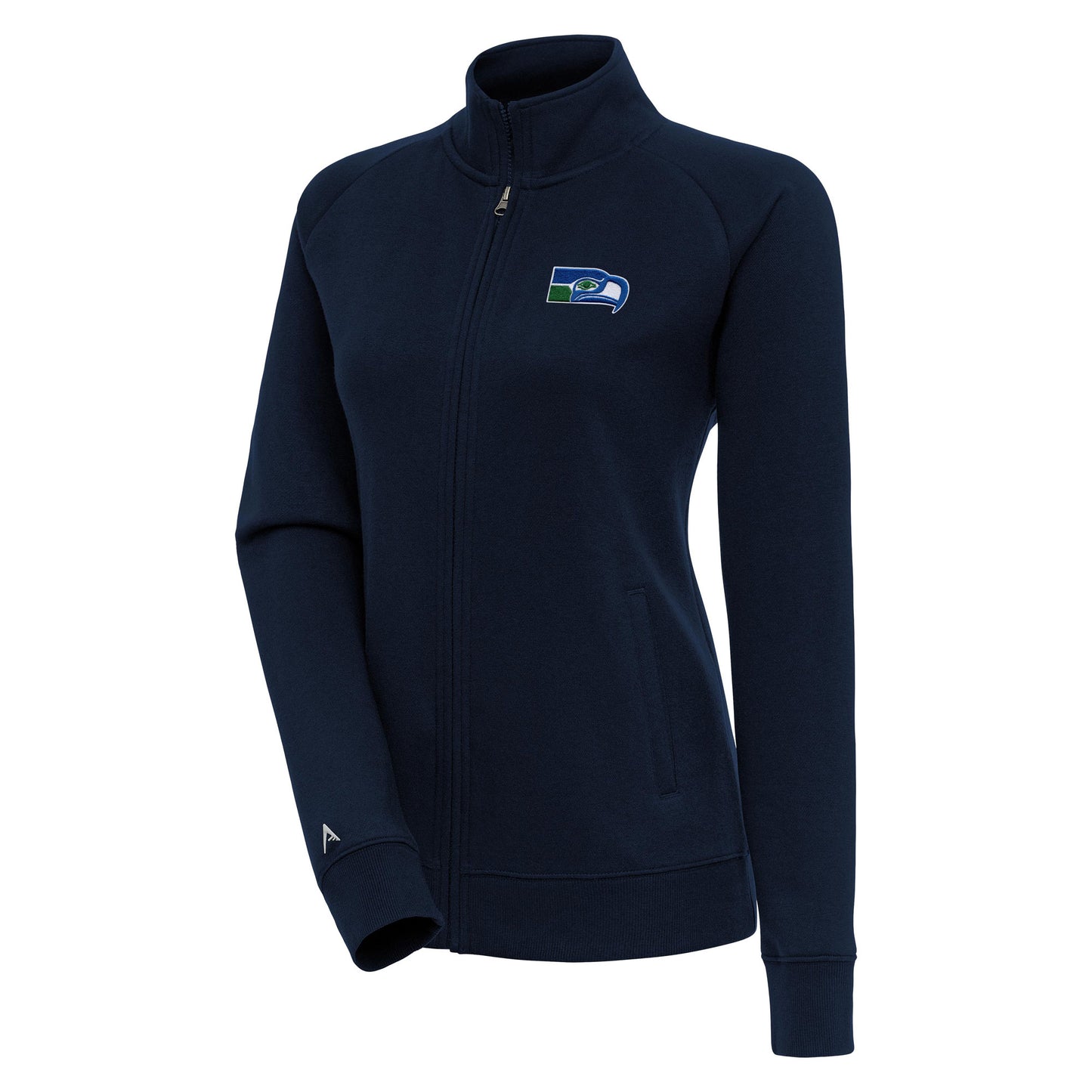 Women's Antigua Navy Seattle Seahawks Throwback Logo Victory Full-Zip Jacket