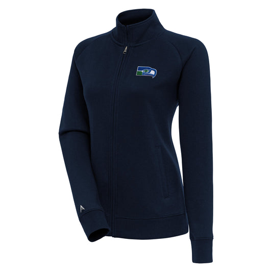 Women's Antigua Navy Seattle Seahawks Throwback Logo Victory Full-Zip Jacket