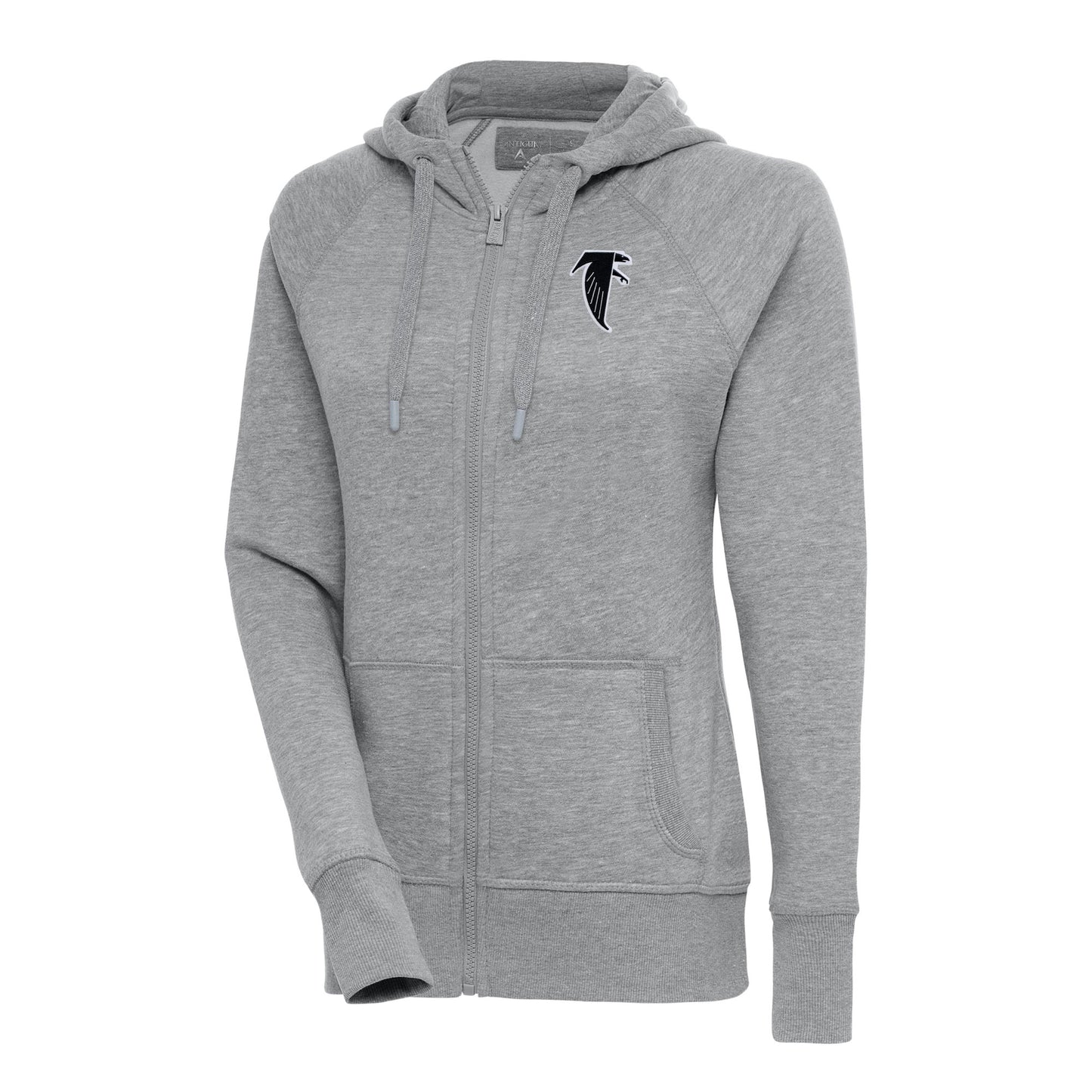 Women's Antigua Heather Gray Atlanta Falcons Throwback Logo Victory Full-Zip Hoodie