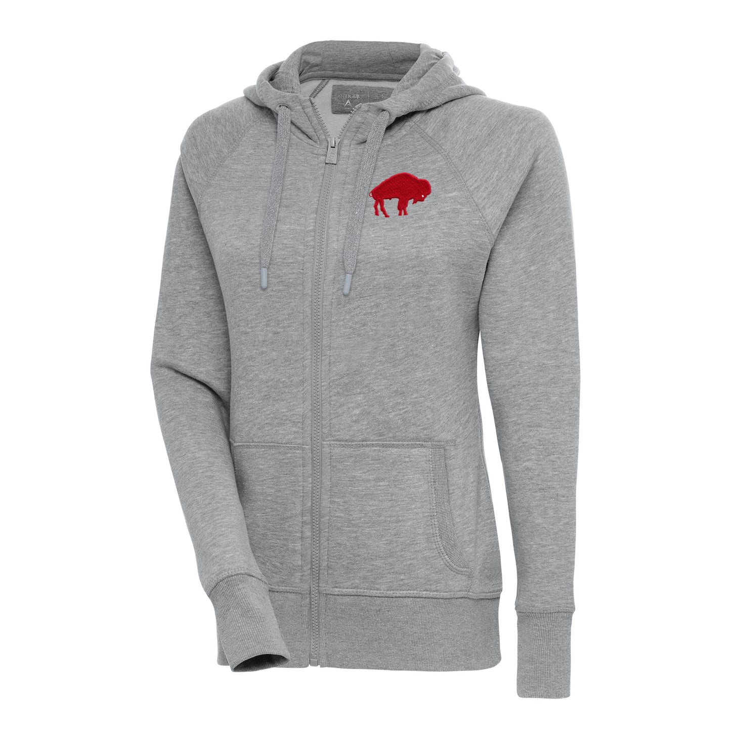 Women's Antigua Heather Gray Buffalo Bills Throwback Logo Victory Full-Zip Hoodie