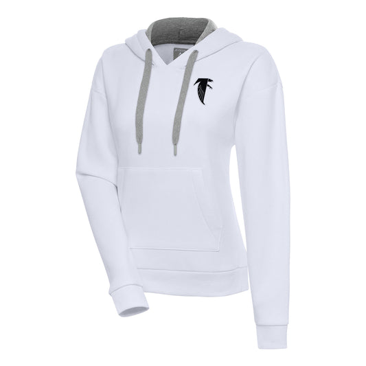 Women's Antigua White Atlanta Falcons Throwback Logo Victory Pullover Hoodie