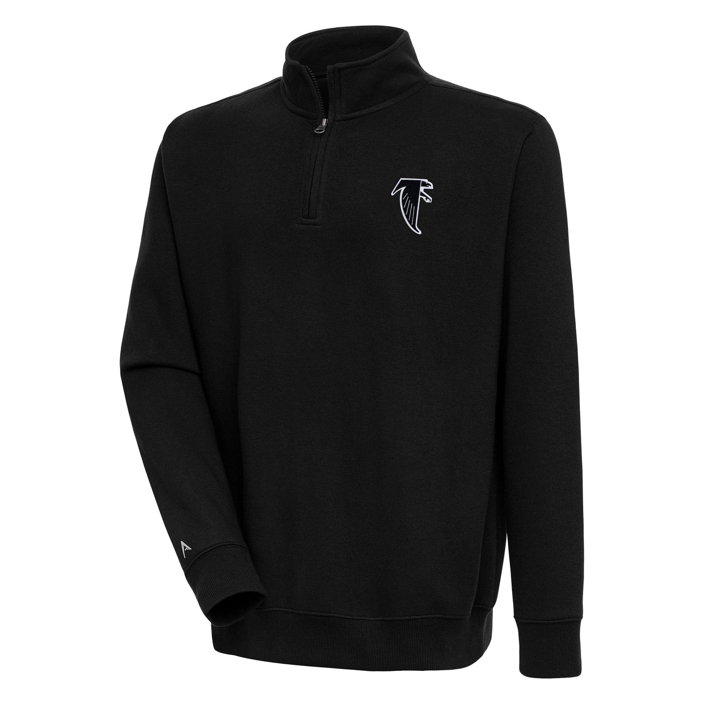 Men's Antigua Black Atlanta Falcons Throwback Logo Victory Quarter-Zip Pullover Top