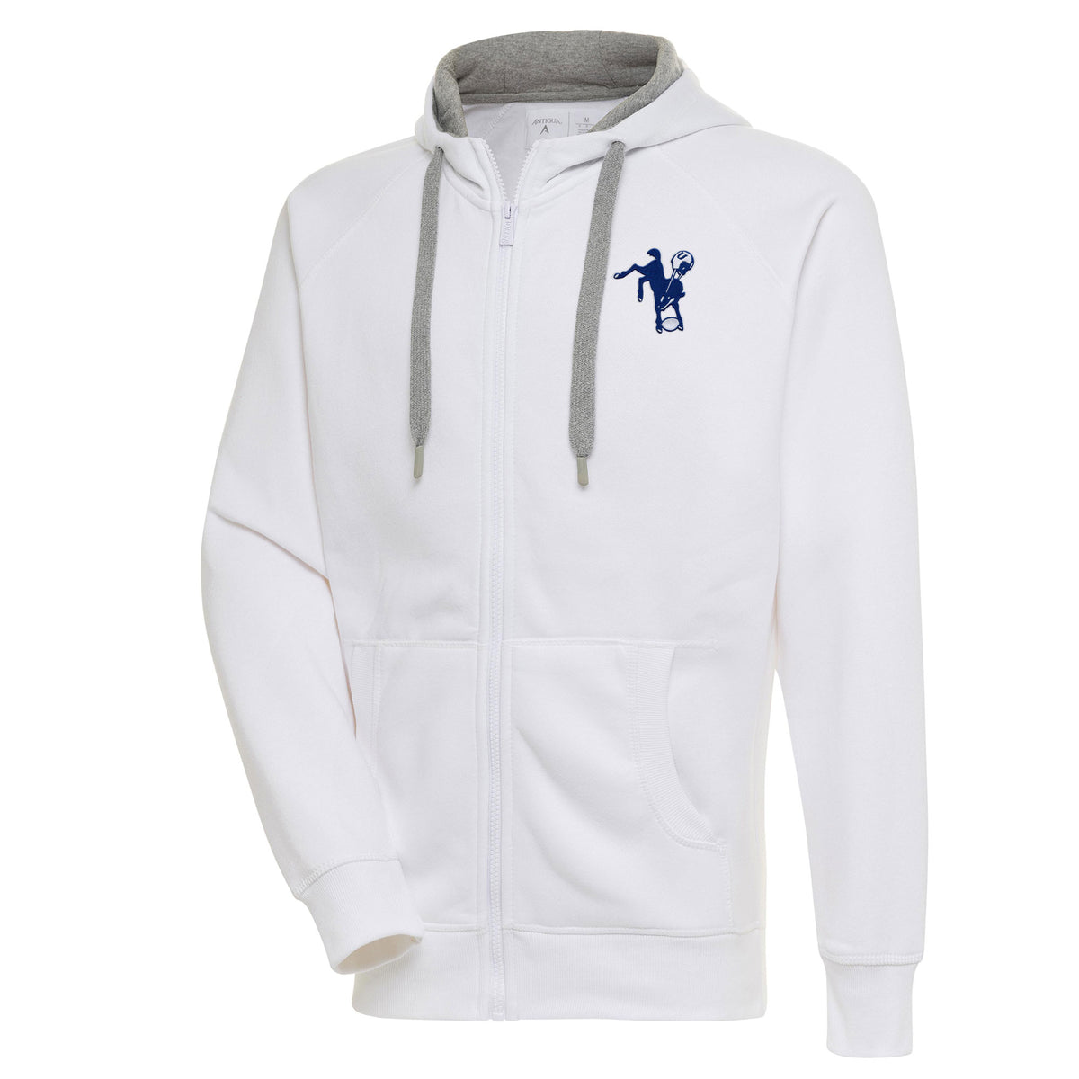Men's Antigua White Indianapolis Colts Throwback Logo Victory Full-Zip Hoodie