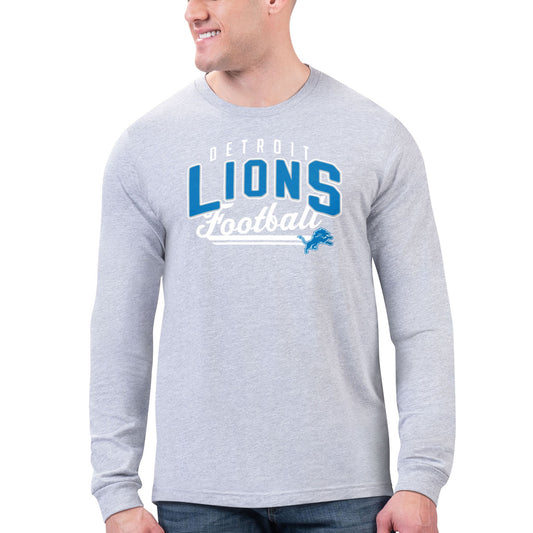 Men's Starter  Gray Detroit Lions Word Script Long Sleeve T-Shirt