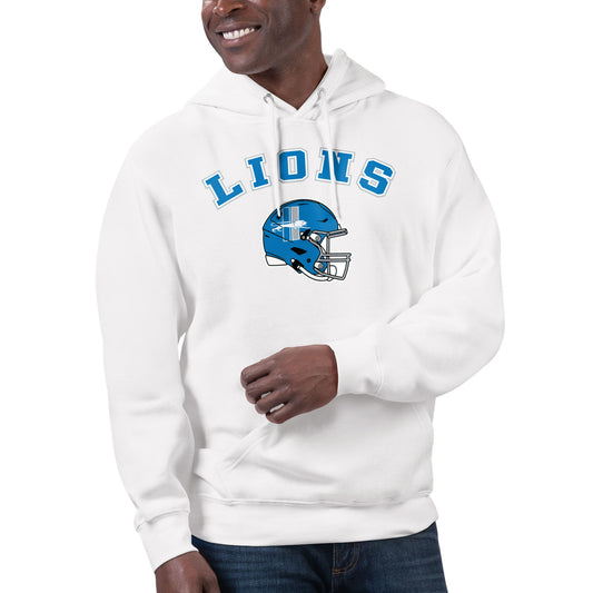 Unisex Starter White Detroit Lions Retro Logo Pullover Hoodie