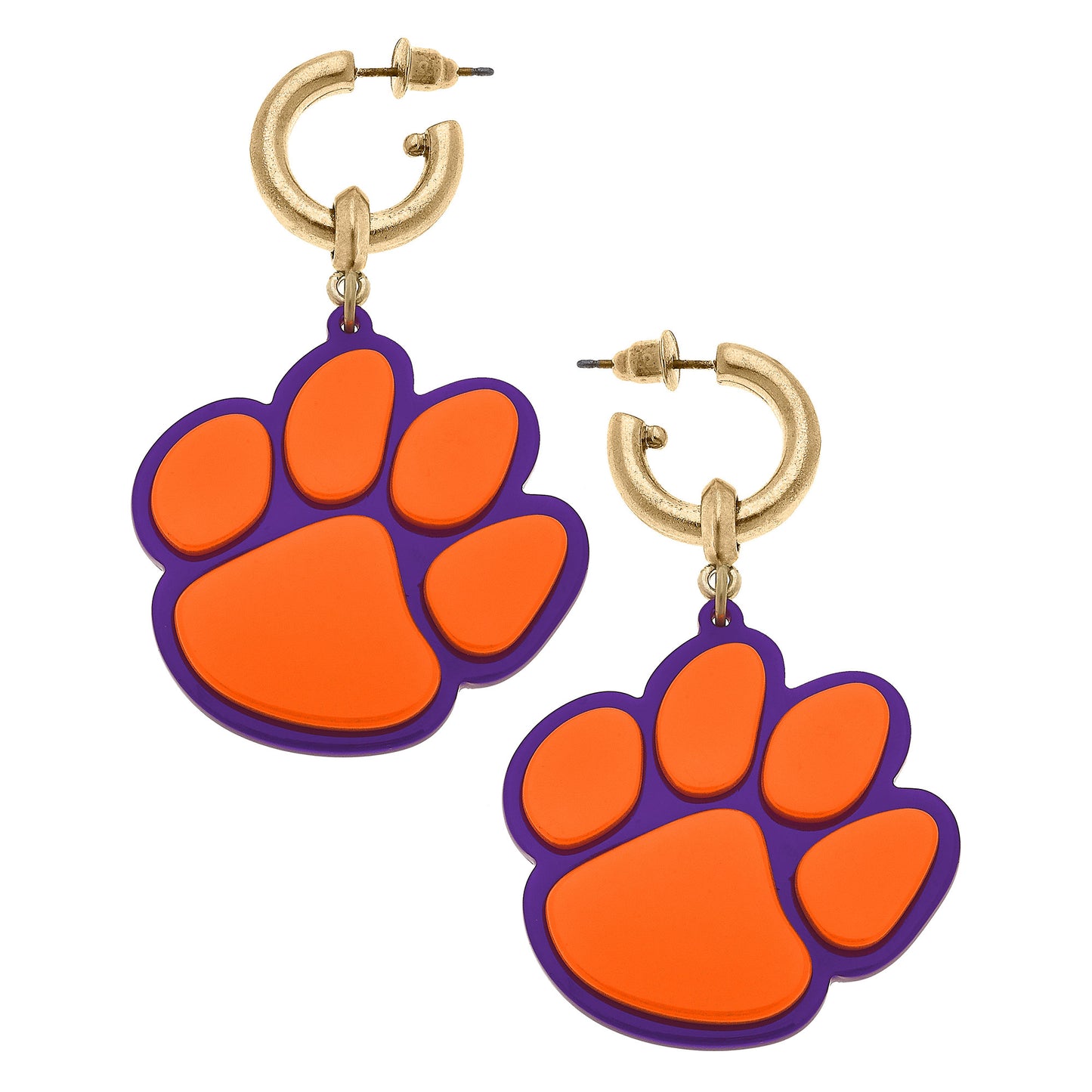 Women's Clemson Tigers Resin Logo Drop Hoop Earrings