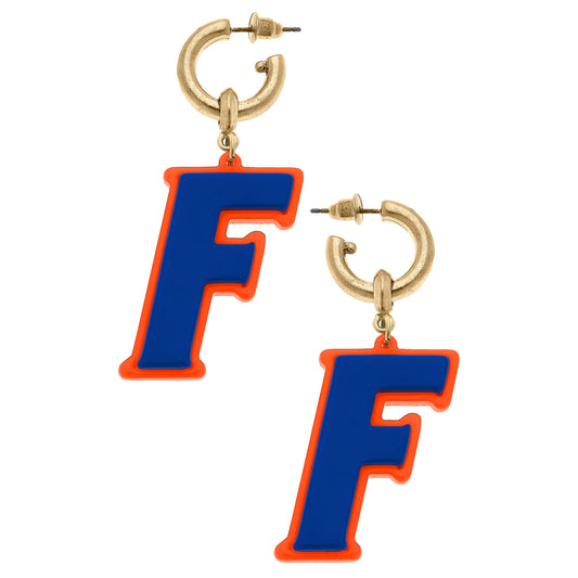 Women's Florida Gators Resin Logo Drop Hoop Earrings