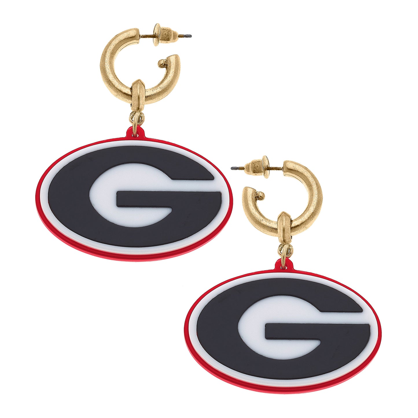 Women's Georgia Bulldogs Resin Logo Drop Hoop Earrings