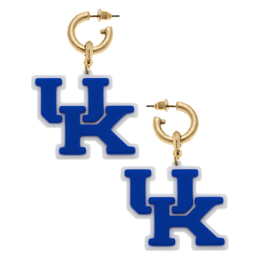 Women's Kentucky Wildcats Resin Logo Drop Hoop Earrings