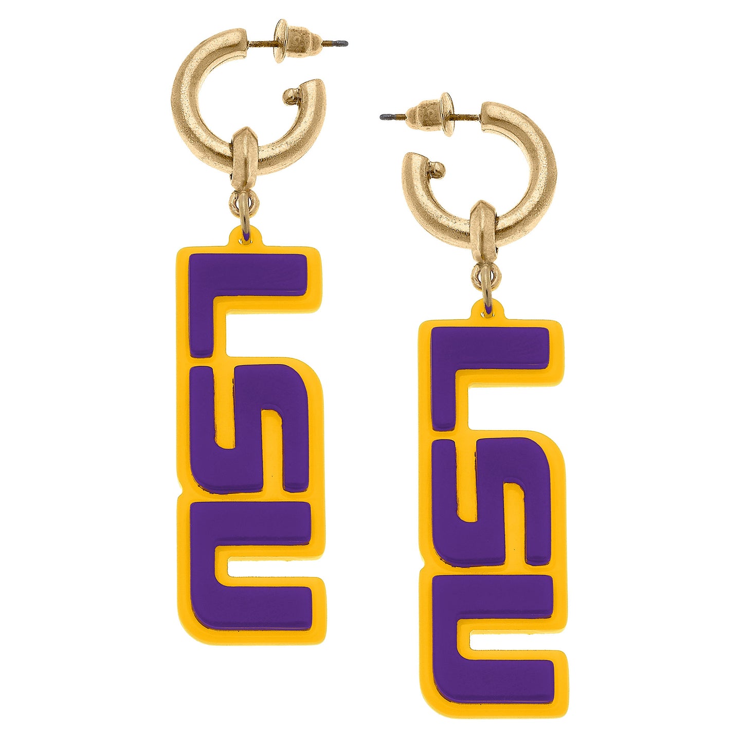 Women's LSU Tigers Resin Logo Drop Hoop Earrings