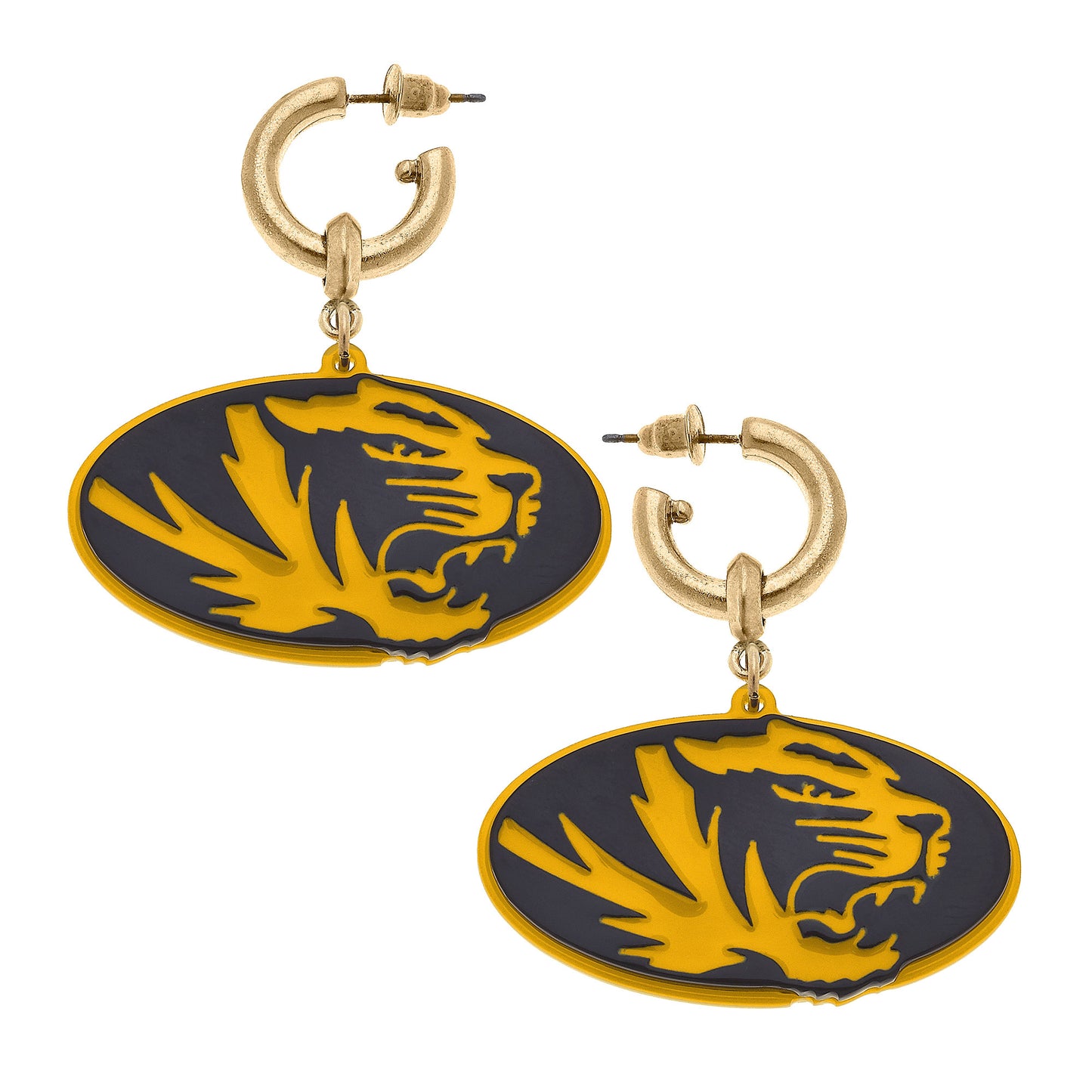 Women's Missouri Tigers Resin Logo Drop Hoop Earrings