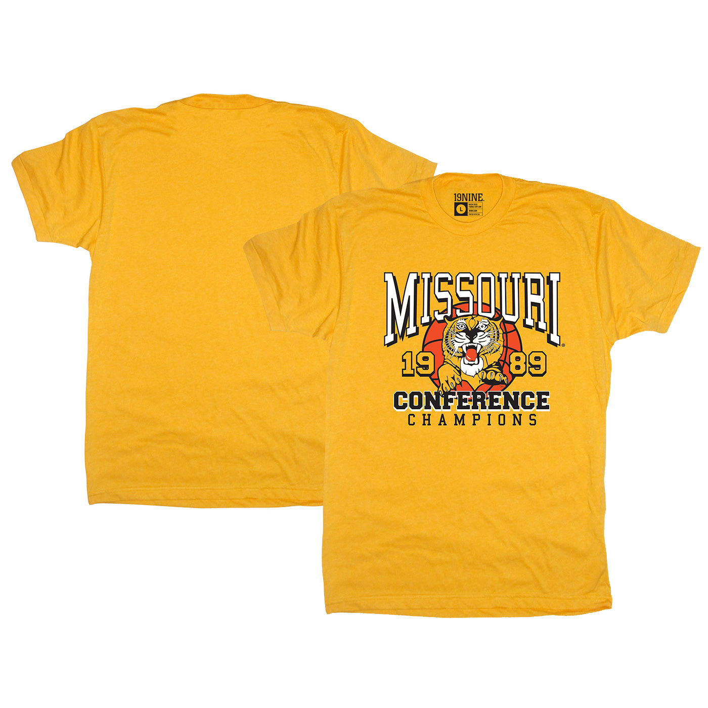 Men's Gold Missouri Tigers 1989 Big 8 Basketball Conference Champions T-Shirt
