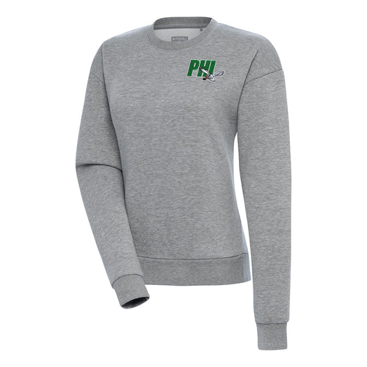 Women's Antigua  Heather Gray Philadelphia Eagles Victory Pullover Sweatshirt