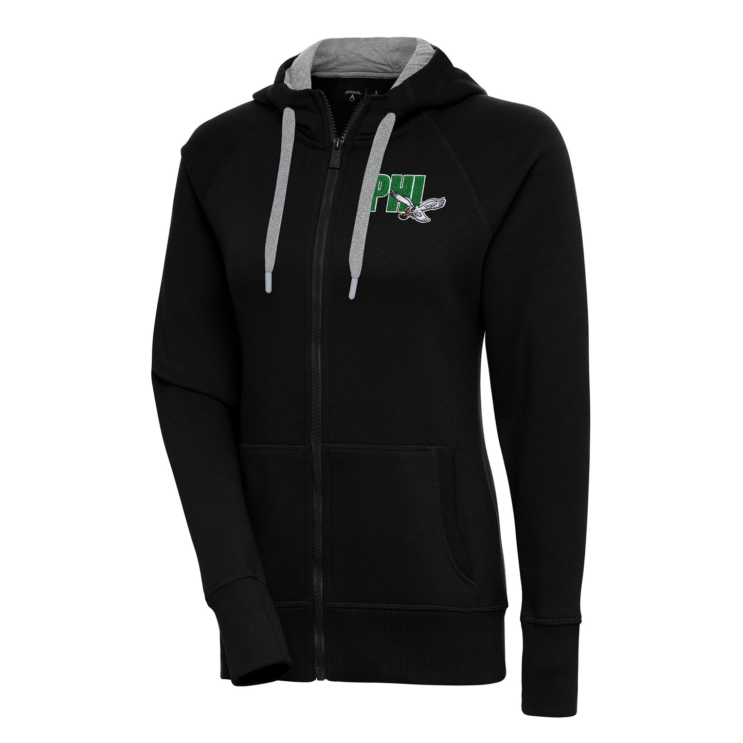 Women's Antigua  Black Philadelphia Eagles Victory Full-Zip Hoodie