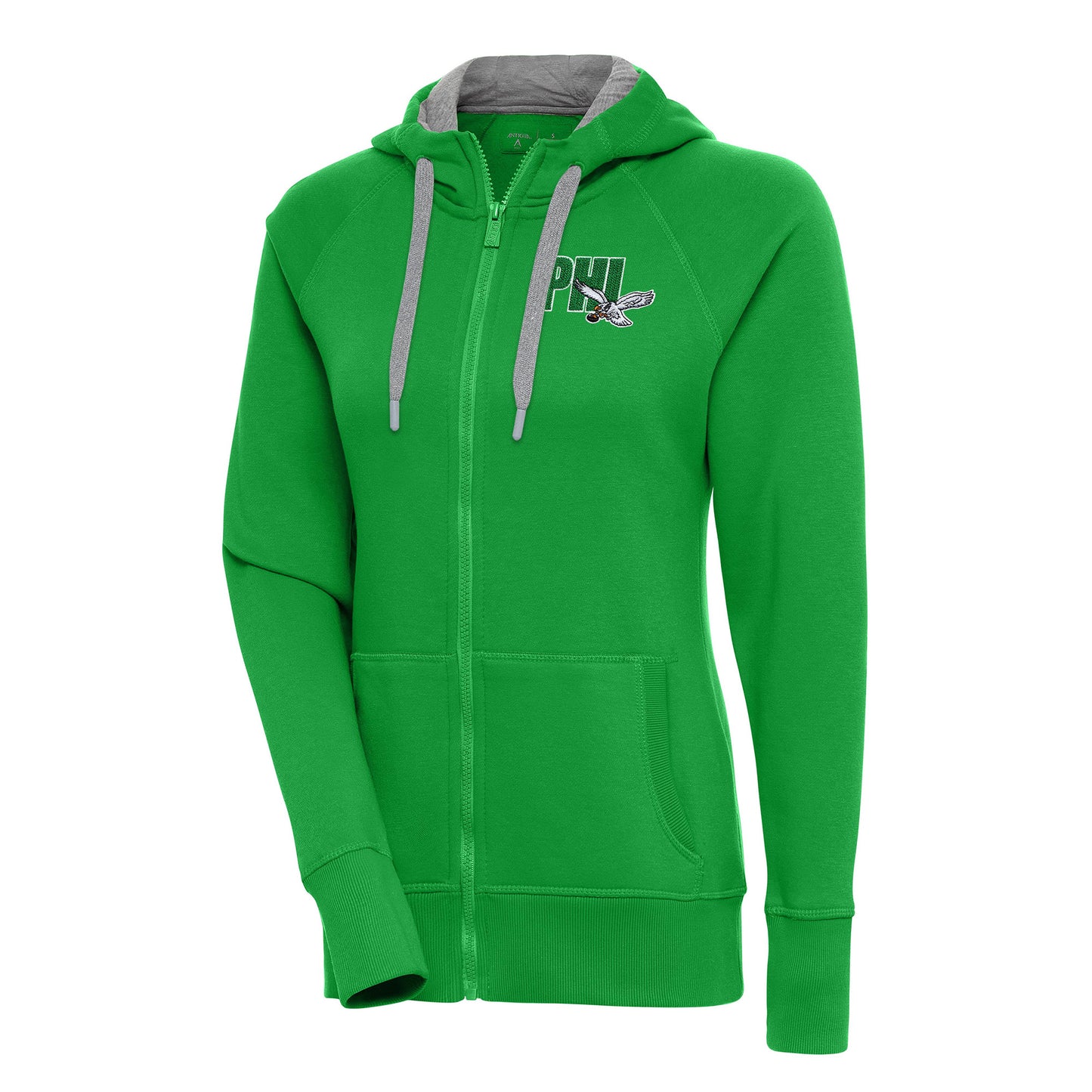 Women's Antigua  Kelly Green Philadelphia Eagles Victory Full-Zip Hoodie