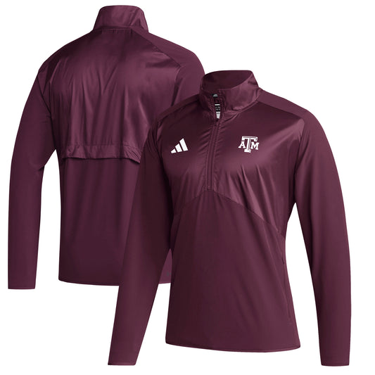 Men's adidas  Maroon Texas A&M Aggies Sideline Quarter-Zip Pullover Top