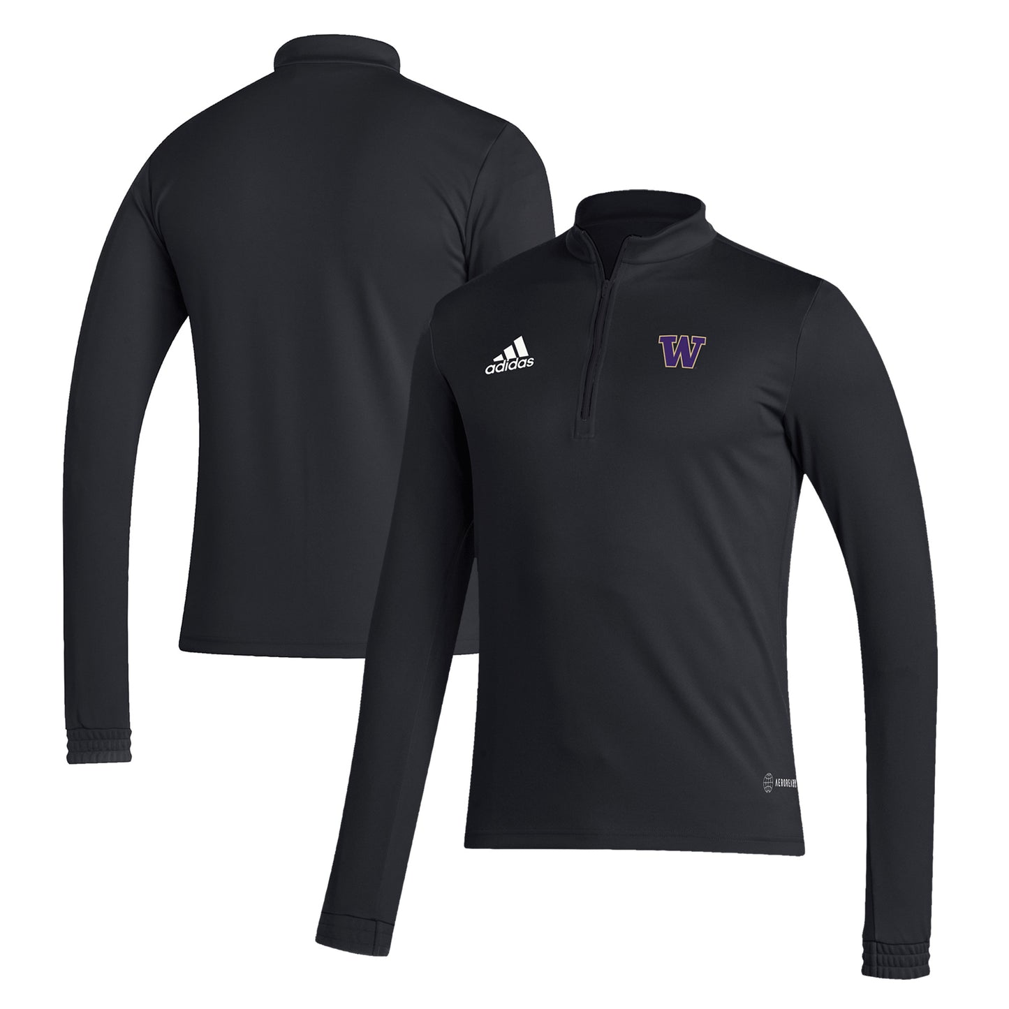 Men's adidas Black Washington Huskies Entrada 22 Training Quarter-Zip Pullover Top