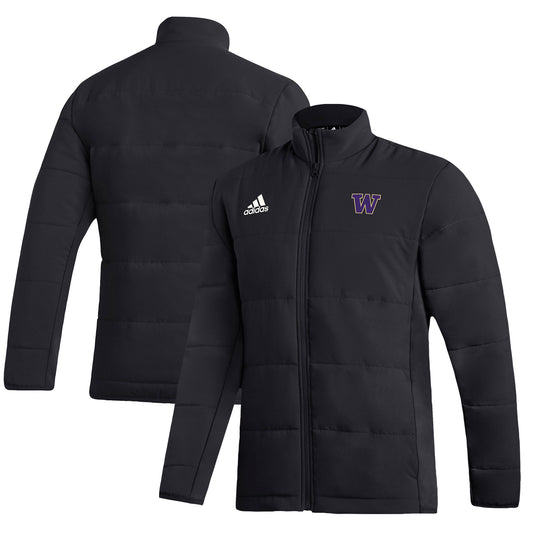 Men's adidas  Black Washington Huskies Midweight Full-Zip Jacket