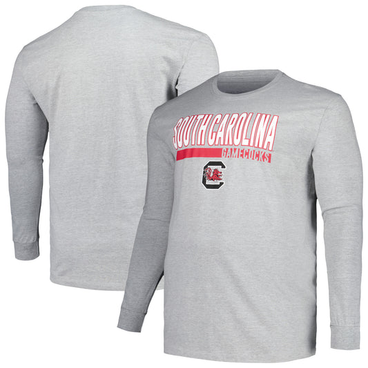 Men's Profile Heather Gray South Carolina Gamecocks Two-Hit Long Sleeve T-Shirt