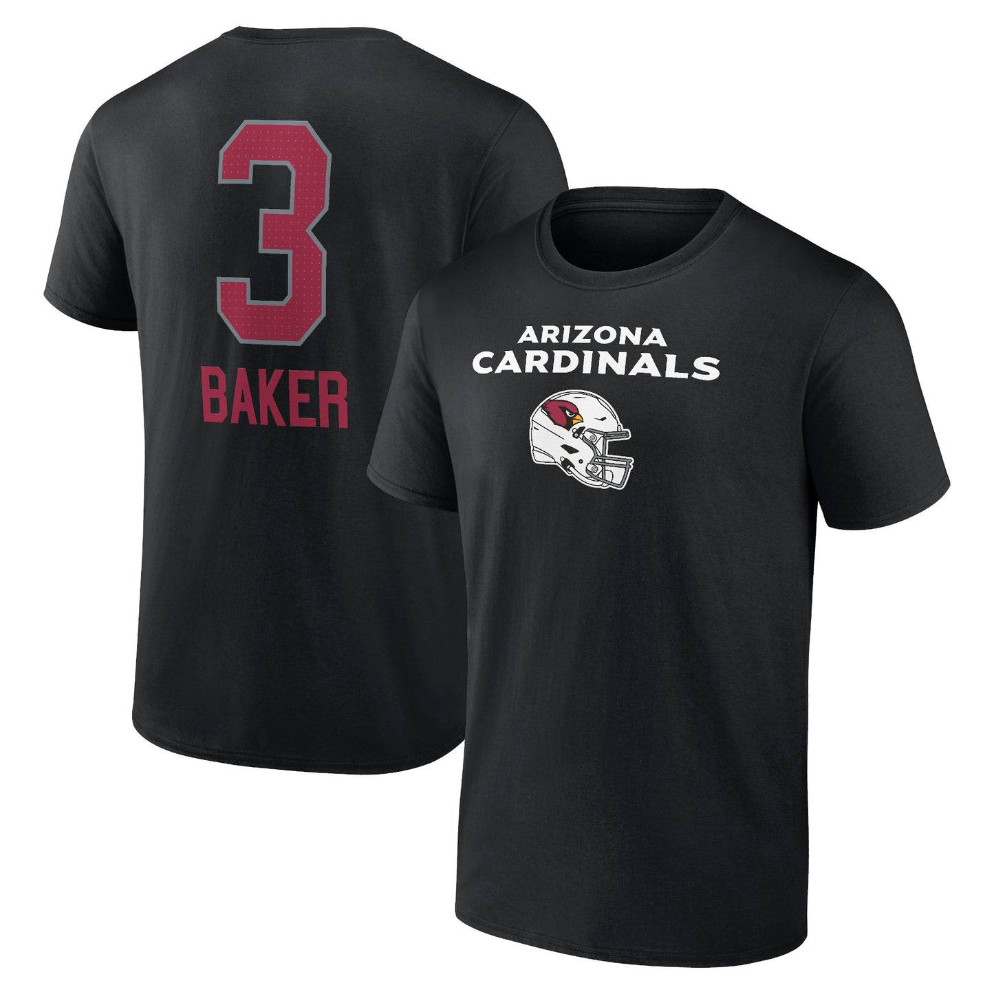 Men's Budda Baker Black Arizona Cardinals Team Wordmark Player Name & Number T-Shirt