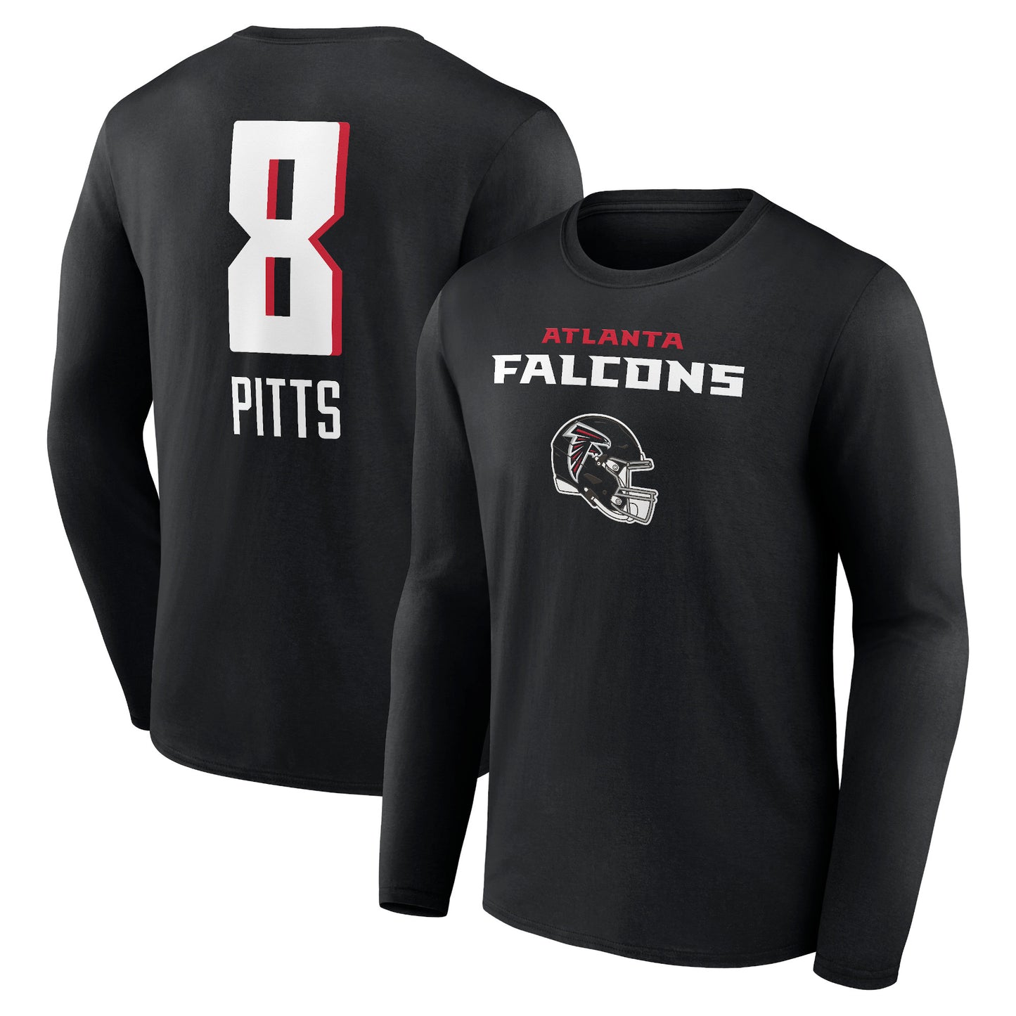 Men's Kyle Pitts Black Atlanta Falcons Team Wordmark Player Name & Number Long Sleeve T-Shirt