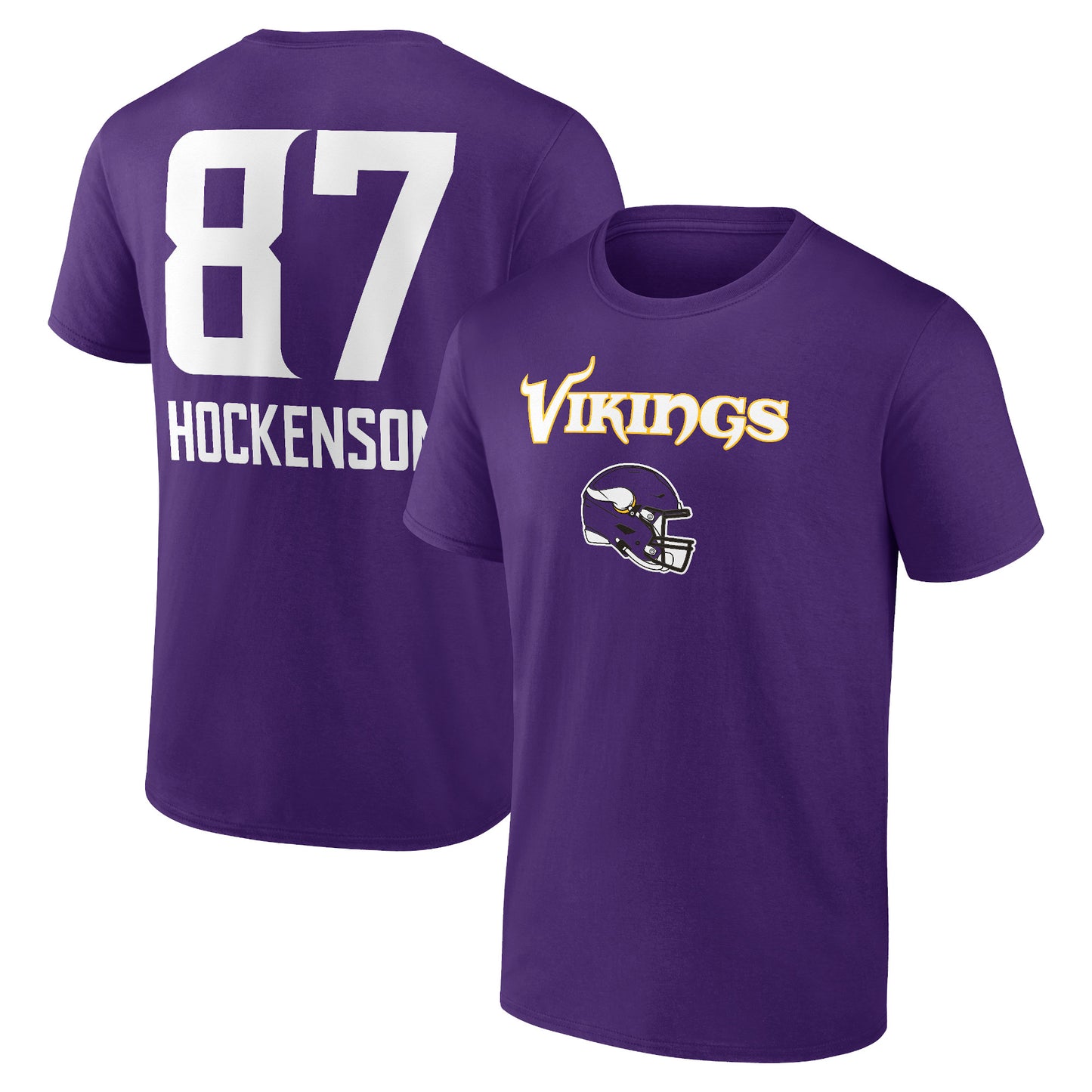 Men's T.J. Hockenson Purple Minnesota Vikings Team Wordmark Player Name & Number T-Shirt