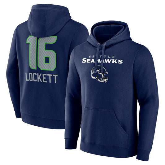 Men's Tyler Lockett College Navy Seattle Seahawks Team Wordmark Player Name & Number Pullover Hoodie