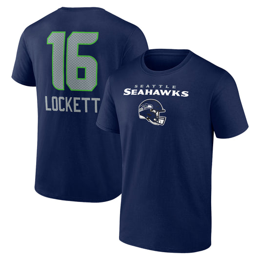 Men's Tyler Lockett College Navy Seattle Seahawks Team Wordmark Player Name & Number T-Shirt