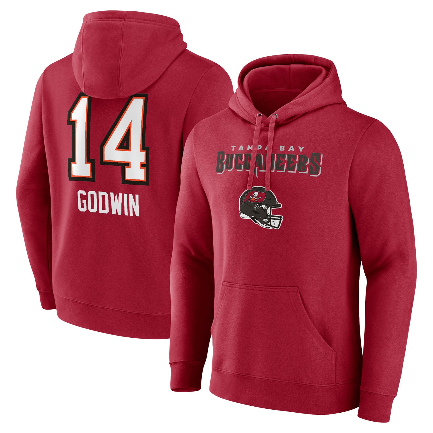 Men's Chris Godwin Red Tampa Bay Buccaneers Team Wordmark Player Name & Number Pullover Hoodie