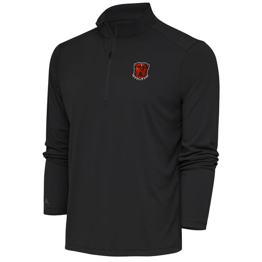 Men's Antigua Charcoal Cleveland Browns Tribute Quarter-Zip Pullover Top