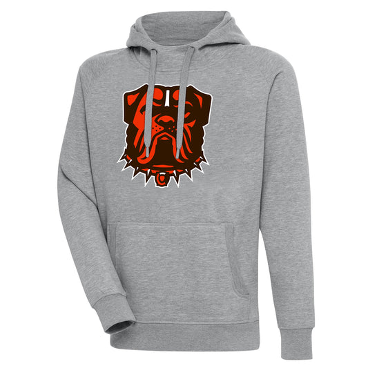 Men's Antigua Heather Gray Cleveland Browns Victory Pullover Hoodie