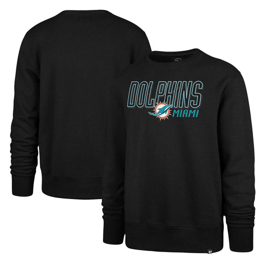 Men's '47 Black Miami Dolphins Locked In Headline Pullover Sweatshirt