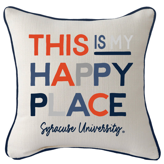 Syracuse Orange Happy Place Square Piped Pillow