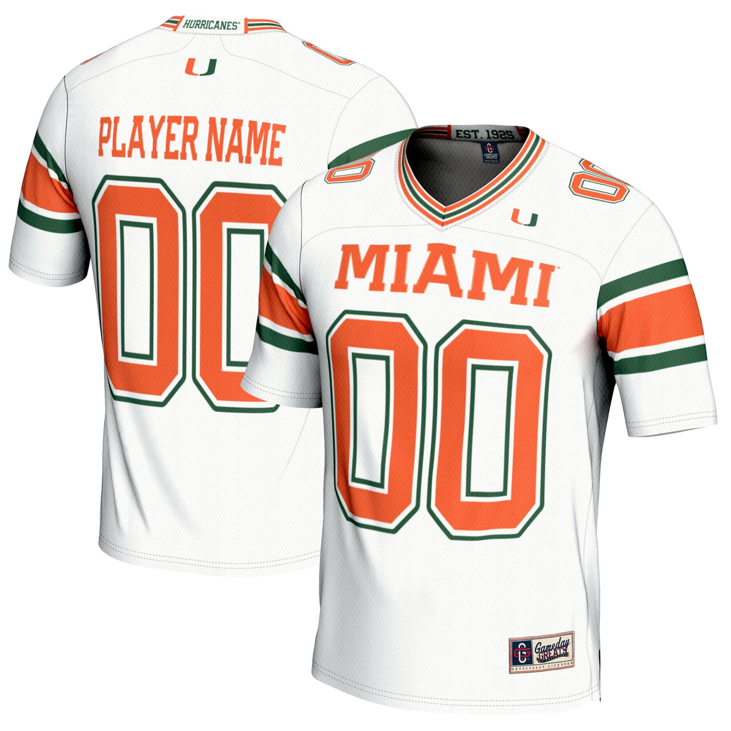 Men's GameDay Greats White Miami Hurricanes NIL Pick-A-Player Football Jersey