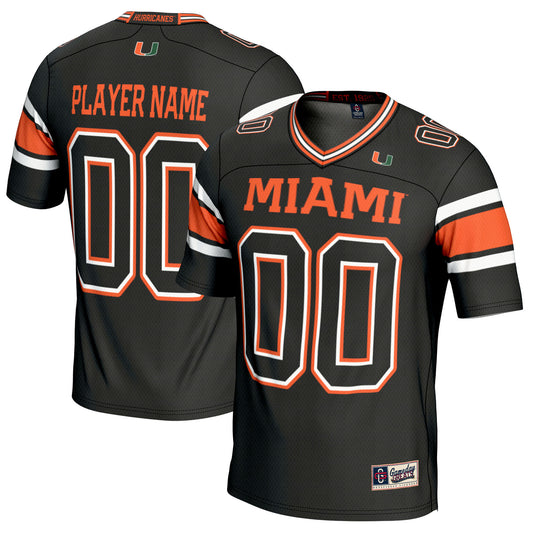 Youth GameDay Greats  Black Miami Hurricanes NIL Pick-A-Player Football Jersey