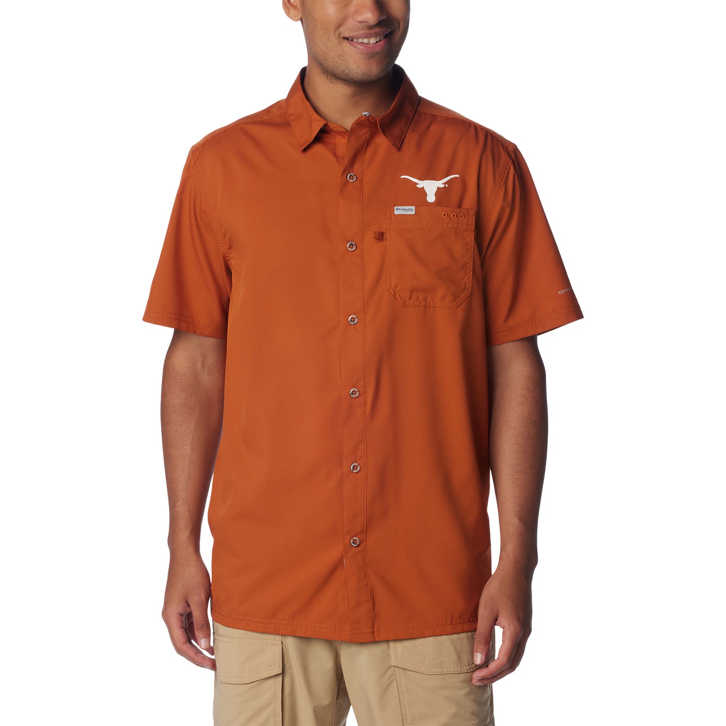 Men's Columbia Texas Orange Texas Longhorns Slack Tide™ Omni-Shade Button-Up Camp Shirt