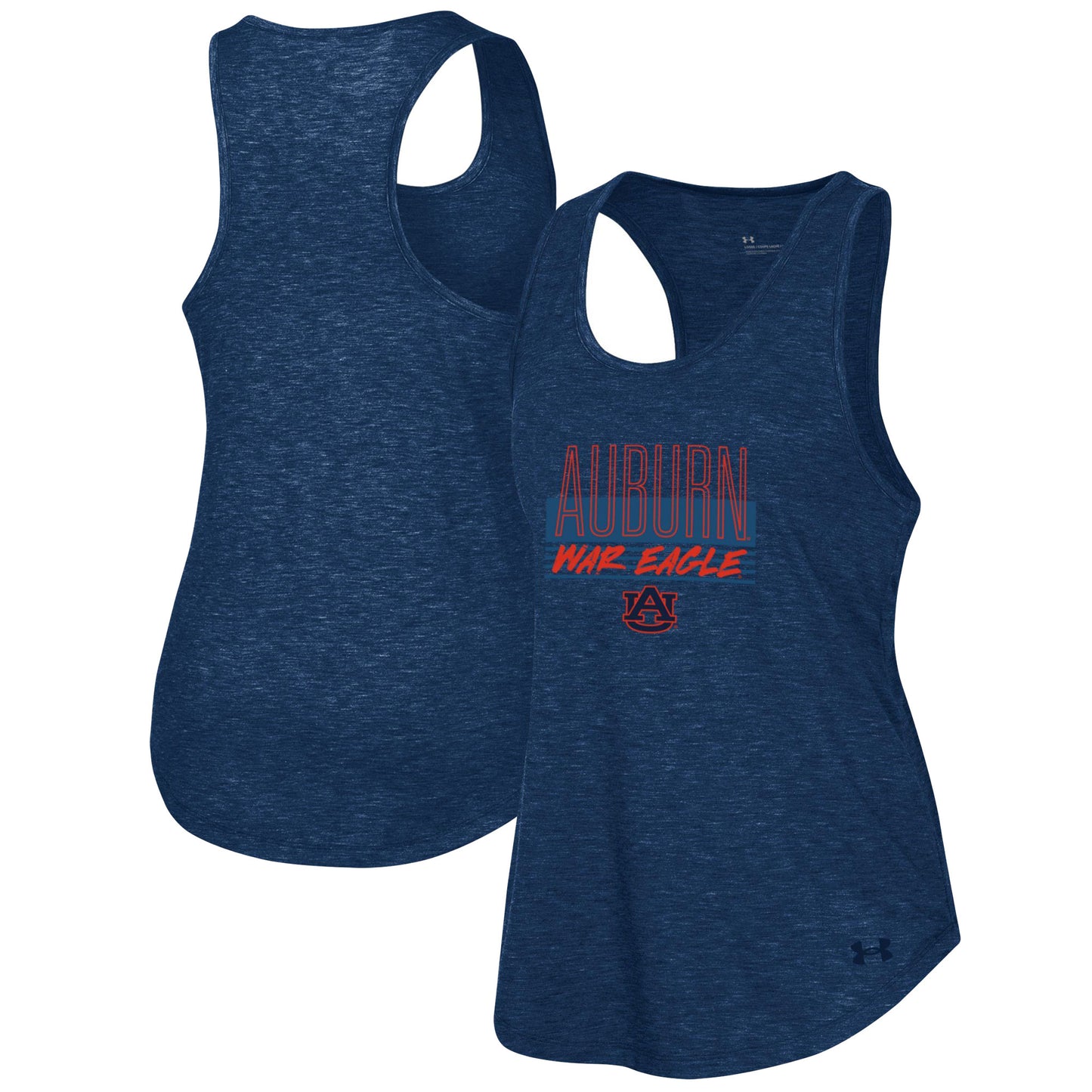 Women's Under Armour Heather Navy Auburn Tigers Breezy Racerback Tri-Blend Tank Top