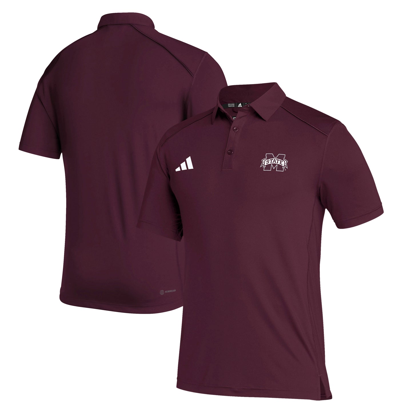 Men's adidas  Maroon Mississippi State Bulldogs Performance Classic Polo