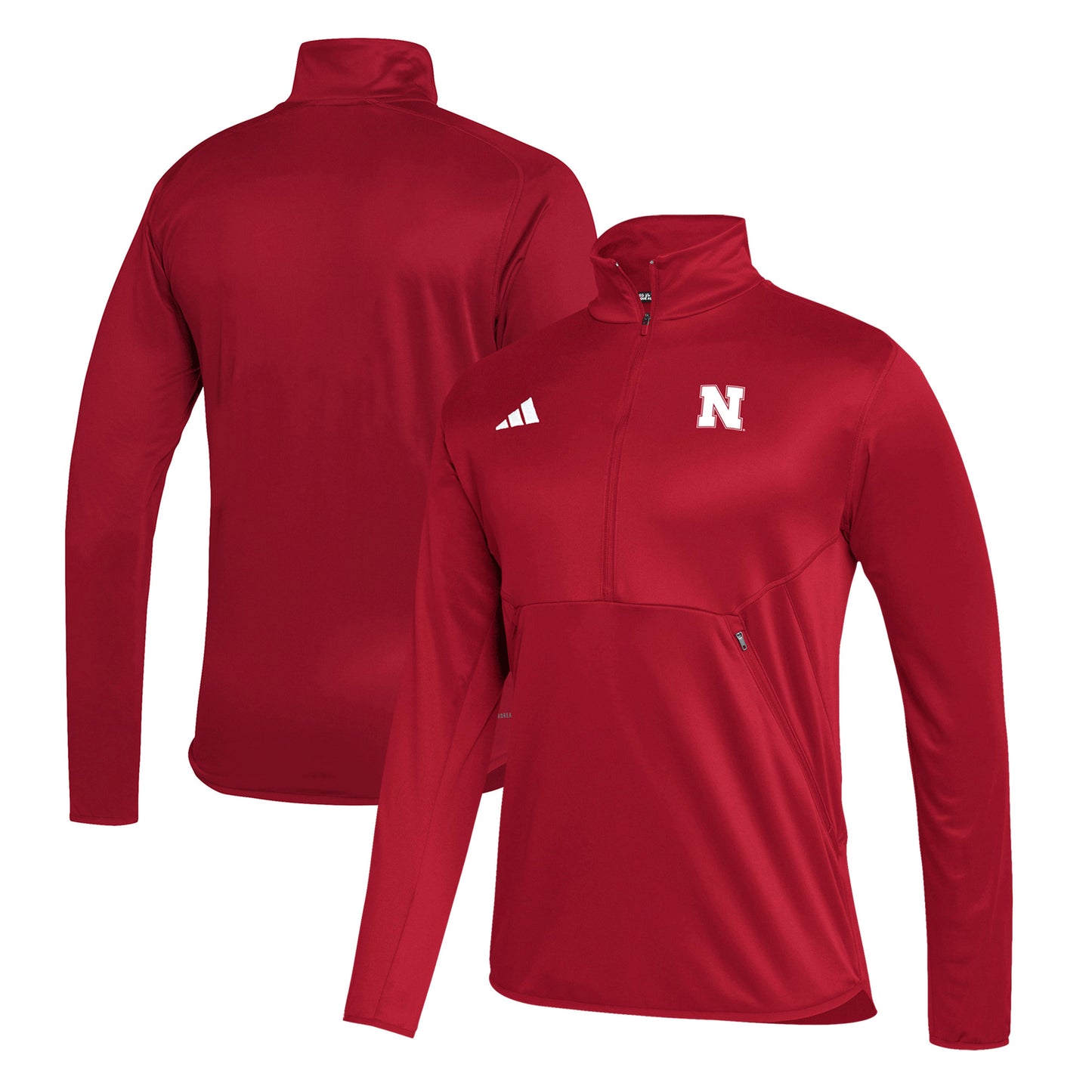 Men's adidas  Scarlet Nebraska Huskers Stadium Knit Quarter-Zip Pullover Jacket