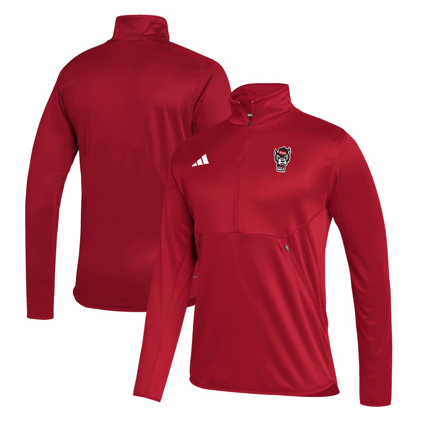 Men's adidas  Red NC State Wolfpack Stadium Knit Quarter-Zip Pullover Jacket