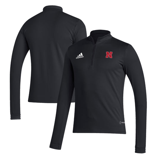 Men's adidas Black Nebraska Huskers Entrada 22 Training Quarter-Zip Pullover Top