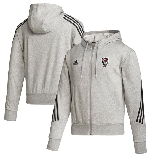 Men's adidas  Heather Gray NC State Wolfpack Fashion Decorated Full-Zip Hoodie