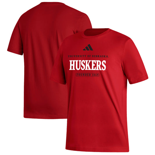 Men's adidas  Scarlet Nebraska Huskers Fresh Decorated T-Shirt