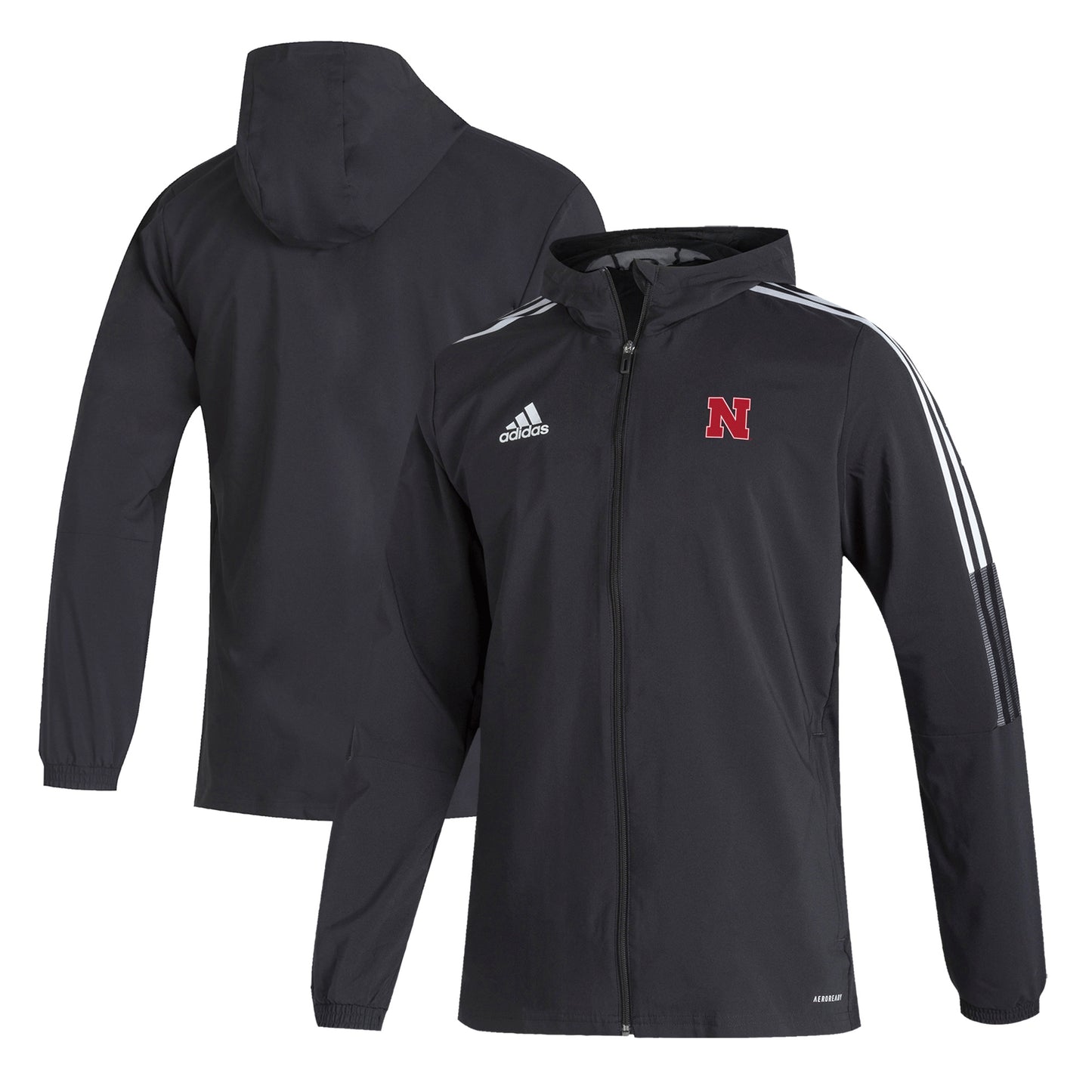 Men's adidas  Black Nebraska Huskers Tiro 21 Full-Zip Windbreaker Jacket