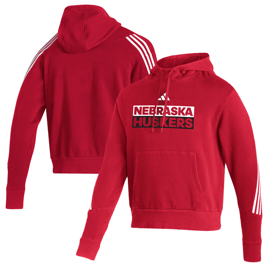 Men's adidas  Scarlet Nebraska Huskers Fashion Pullover Hoodie